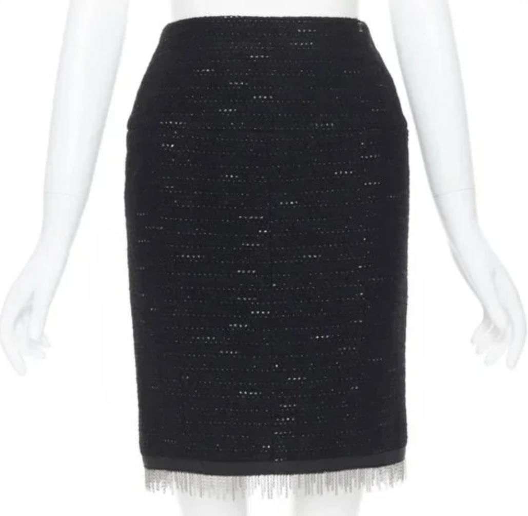 Chanel 2002 F/W Skirt w Metal Fringe FR36