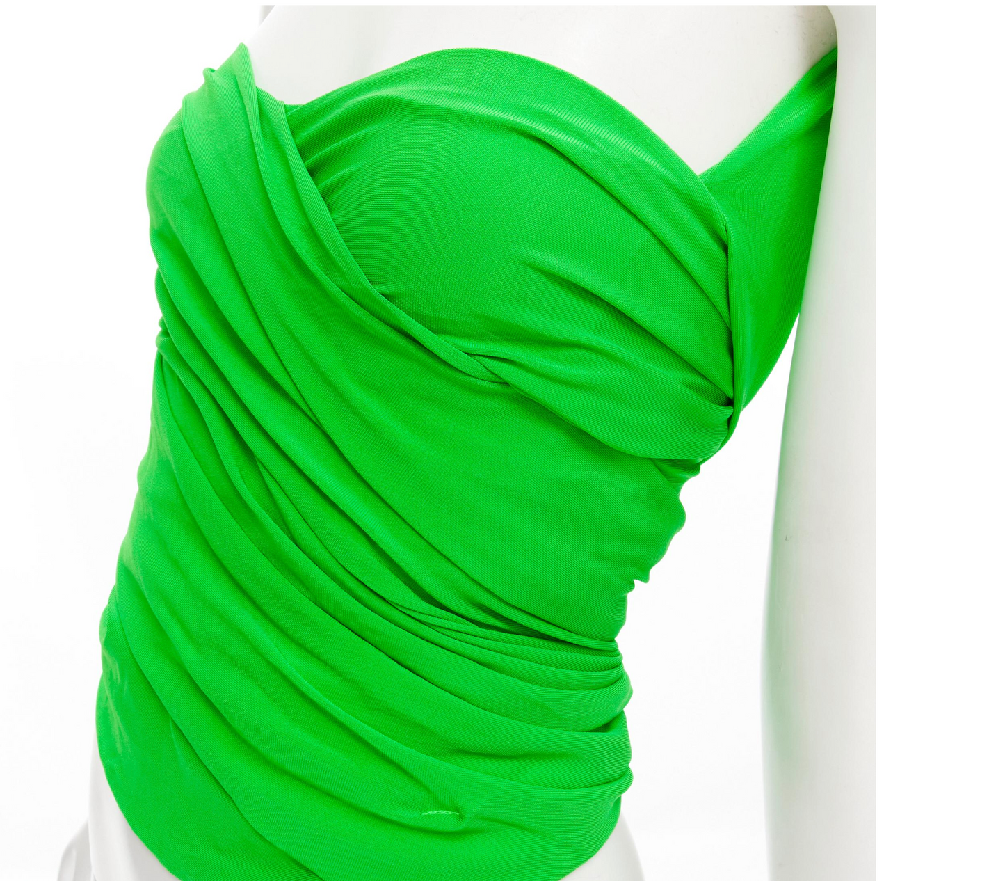 BALENCIAGA SS 2019 Runway green draped wrap bustier halter top FR36/XS