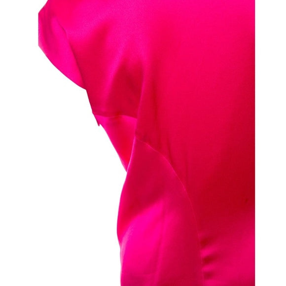 Alexander McQueen 2008 Hot Pink charmeuse asymmetrical midi dress XS