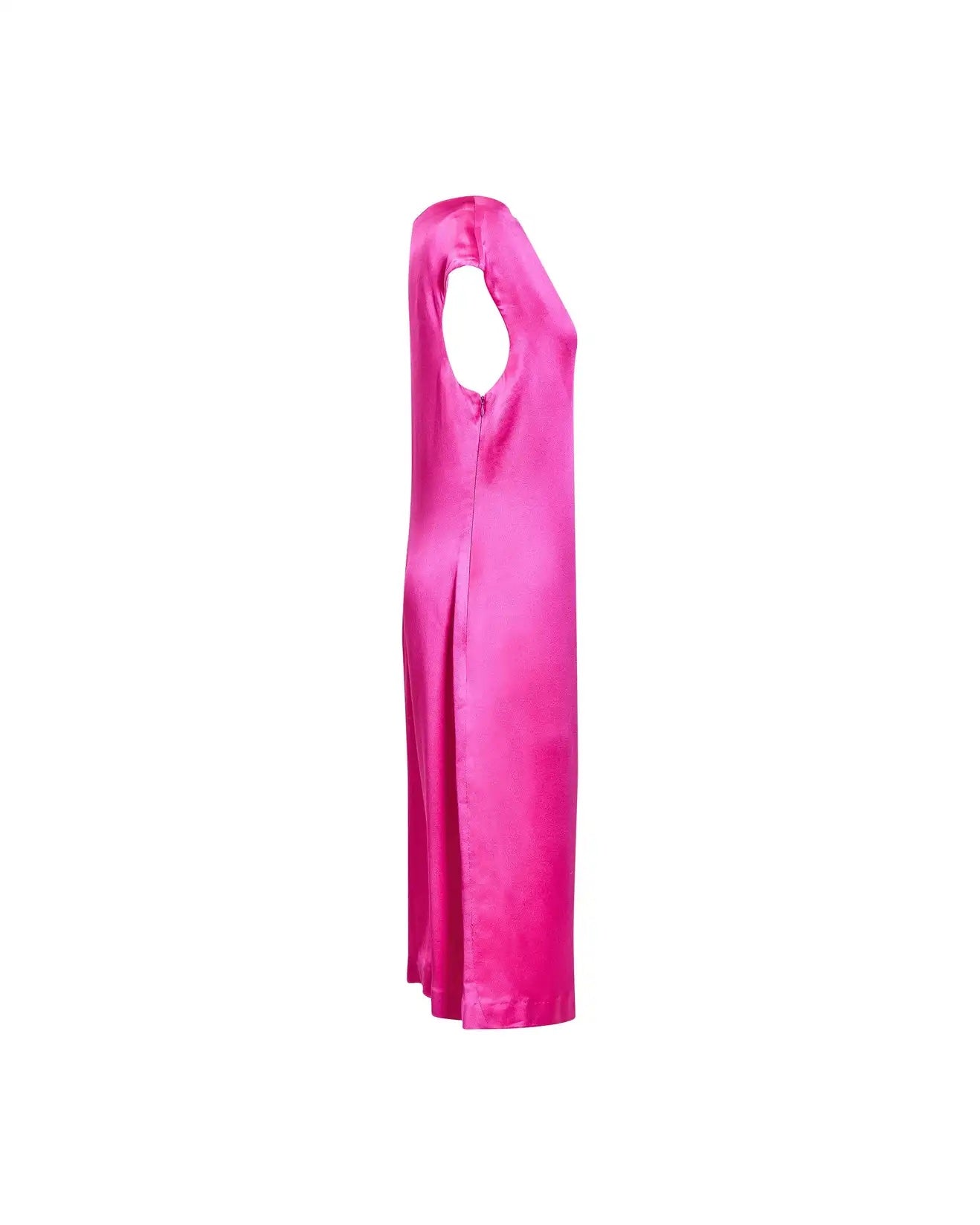 Alexander McQueen 2008 Hot Pink charmeuse asymmetrical midi dress XS